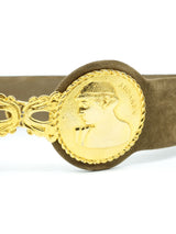 Judith Leiber Greek Coin Motif Suede Belt Accessory arcadeshops.com