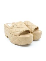 Chanel Nude Quilted Platform Sandals, 35 Accessory arcadeshops.com