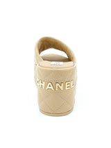 Chanel Nude Quilted Platform Sandals, 35 Accessory arcadeshops.com