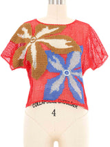 Red Crochet Floral Top Top arcadeshops.com