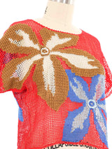 Red Crochet Floral Top Top arcadeshops.com