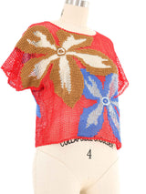 Red Crochet Floral Top Top arcadeshops.com
