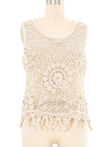 Natural Layered Floral Crochet Tank Top arcadeshops.com