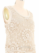 Natural Layered Floral Crochet Tank Top arcadeshops.com