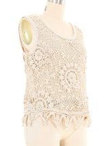 Natural Layered Floral Crochet Tank Top arcadeshops.com