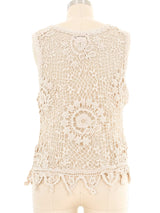 Natural Layered Floral Crochet Tank Top arcadeshops.com