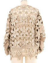Beige Embellished Crochet Jacket Jacket arcadeshops.com