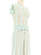Mint Button Front Crochet Dress Dress arcadeshops.com