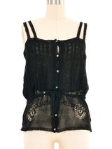 Black Eyelet Knit Cami Top arcadeshops.com