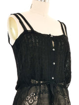 Black Eyelet Knit Cami Top arcadeshops.com