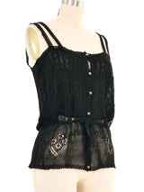 Black Eyelet Knit Cami Top arcadeshops.com