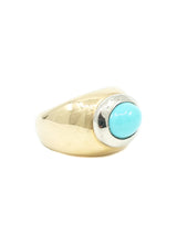 18k Gold Turquoise Cabochon Ring Fine Jewelry arcadeshops.com