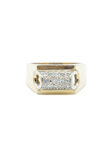 14k Gold Raised Diamond Bar Signet Ring Fine Jewelry arcadeshops.com