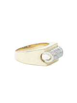 14k Gold Raised Diamond Bar Signet Ring Fine Jewelry arcadeshops.com