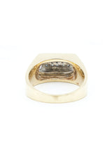 14k Gold Raised Diamond Bar Signet Ring Fine Jewelry arcadeshops.com