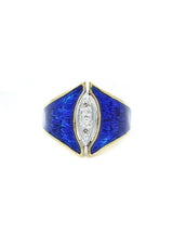 18k Blue Enamel Diamond Ring Fine Jewelry arcadeshops.com