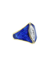 18k Blue Enamel Diamond Ring Fine Jewelry arcadeshops.com