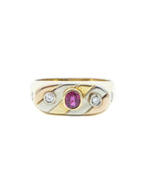 18k Bezel Set Diamond And Ruby Signet Ring Fine Jewelry arcadeshops.com