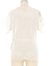 Cream Bead And Sequin Embellished Crochet Top Top arcadeshops.com