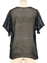 Black Bead And Sequin Embellished Crochet Top Top arcadeshops.com