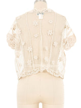 Natural Button Front Crochet Top Top arcadeshops.com