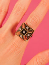1970s Diamond Pyramid Ring Fine Jewelry arcadeshops.com
