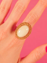 18k Coral Cabochon Ring Fine Jewelry arcadeshops.com