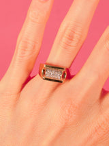 14k Gold Raised Diamond Bar Signet Ring Fine Jewelry arcadeshops.com