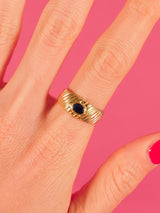 18k Yellow Gold Bezel Sapphire Cigar Band Fine Jewelry arcadeshops.com
