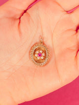 14k Ruby and Pearl Framed Flower Charm Fine Jewelry arcadeshops.com