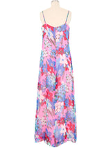 Adele Simpson Layered Chiffon Neon Floral Midi Dress Dress arcadeshops.com
