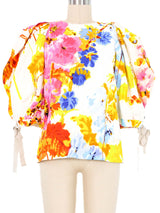 2020 Dries Van Noten X Christian Lacroix Floral Puff Sleeve Top Top arcadeshops.com