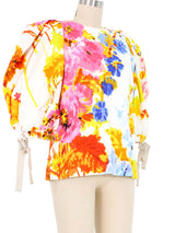 2020 Dries Van Noten X Christian Lacroix Floral Puff Sleeve Top Top arcadeshops.com