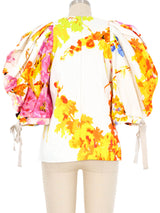 2020 Dries Van Noten X Christian Lacroix Floral Puff Sleeve Top Top arcadeshops.com