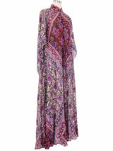 Adini Block Printed Angel Sleeve Caftan Dress arcadeshops.com