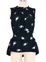 2010 Miu Miu Cat Print Silk Tank Top arcadeshops.com