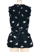 2010 Miu Miu Cat Print Silk Tank Top arcadeshops.com