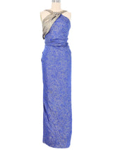 Jacqueline de Ribes Metallic Cobalt Gown Dress arcadeshops.com