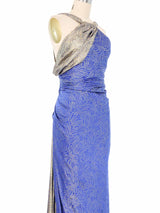 Jacqueline de Ribes Metallic Cobalt Gown Dress arcadeshops.com