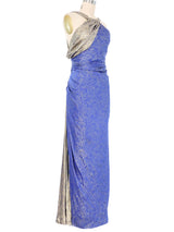 Jacqueline de Ribes Metallic Cobalt Gown Dress arcadeshops.com