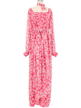 Christian Dior Floral Chiffon Caftan Dress arcadeshops.com