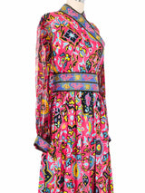 1960s Oscar de la Renta Fuchsia Floral Silk Gown Dress arcadeshops.com