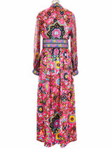 1960s Oscar de la Renta Fuchsia Floral Silk Gown Dress arcadeshops.com