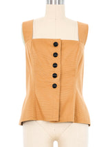 1992 Yves Saint Laurent Tan Ribbed Cotton Top Top arcadeshops.com