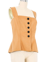 1992 Yves Saint Laurent Tan Ribbed Cotton Top Top arcadeshops.com