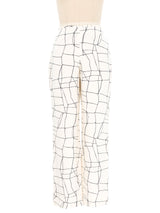 1980s Gianni Versace Windowpane Silk Pants Bottom arcadeshops.com