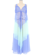 1960s Sheer Chiffon Periwinkle and Mint Lingerie Dress Dress arcadeshops.com