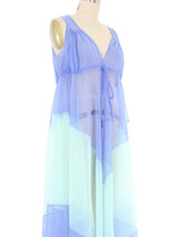 1960s Sheer Chiffon Periwinkle and Mint Lingerie Dress Dress arcadeshops.com