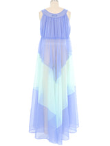 1960s Sheer Chiffon Periwinkle and Mint Lingerie Dress Dress arcadeshops.com