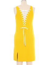 Christian Dior Yellow Knit Lace Up Dress Dress arcadeshops.com